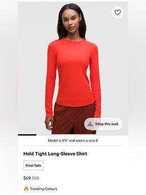 Lululemon hold tight long sleeve sz 8